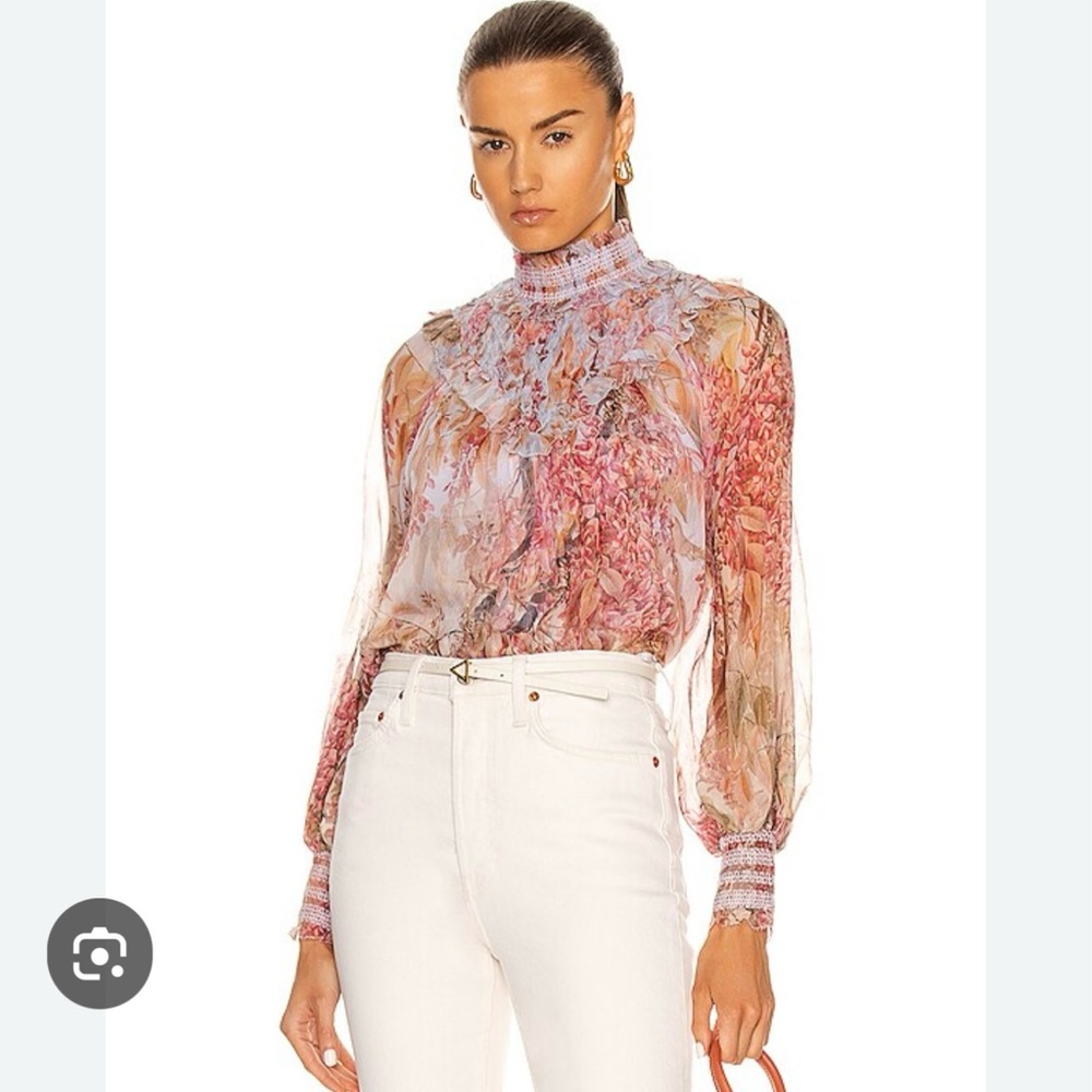 Zimmermann Botanica smocked Yoke Blouse